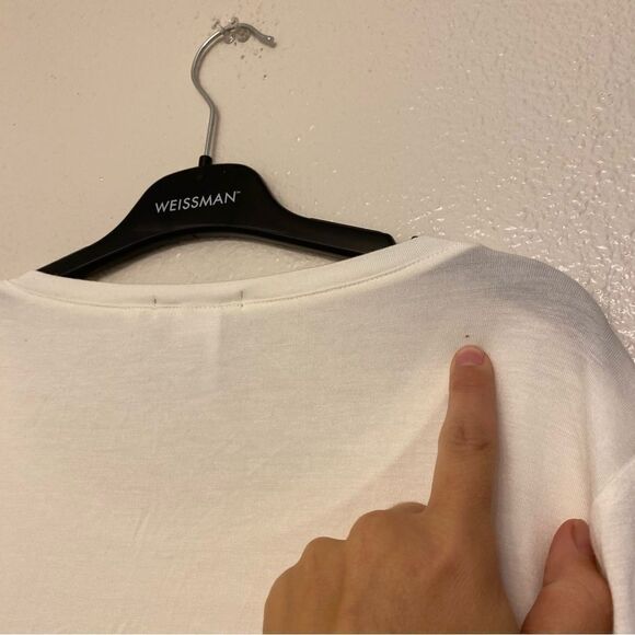 Halo Long Sleeve white semi sheer blouse top boho crew neck coastal NWT beachy M - Picture 5 of 7